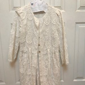 White Zara Woman jacket with floral appliqué